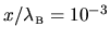 $x/\lambda_{{\mbox{\tiny B}}}= 10^{-3}$