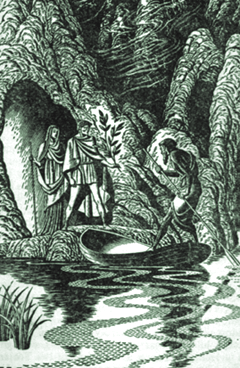 Aneas and the Sibyl enter Charon's boat